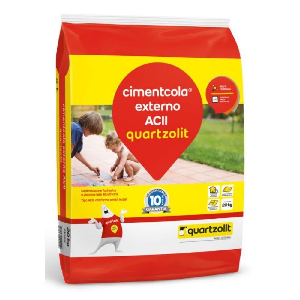 Argamassa Quartzolit Uso Interno e Externo Cimentcola ACII 20kg Cinza